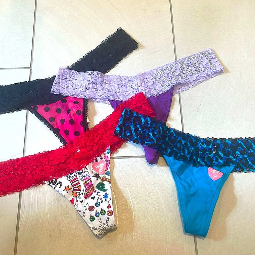 NWT Victoria’s Secret pink lace top thongs M